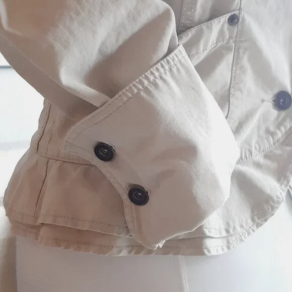 VTG DKNY JEANS tan cotton canvas military utility peplum jacket Sz M - Picture 6 of 12